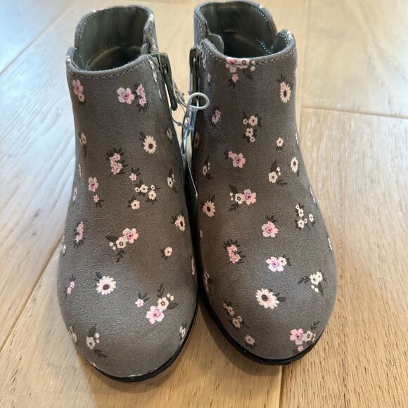 Cat and Jack Toddler Girls Flower Floral Zip Boots Gray Size 8 NWT - Picture 2 of 4
